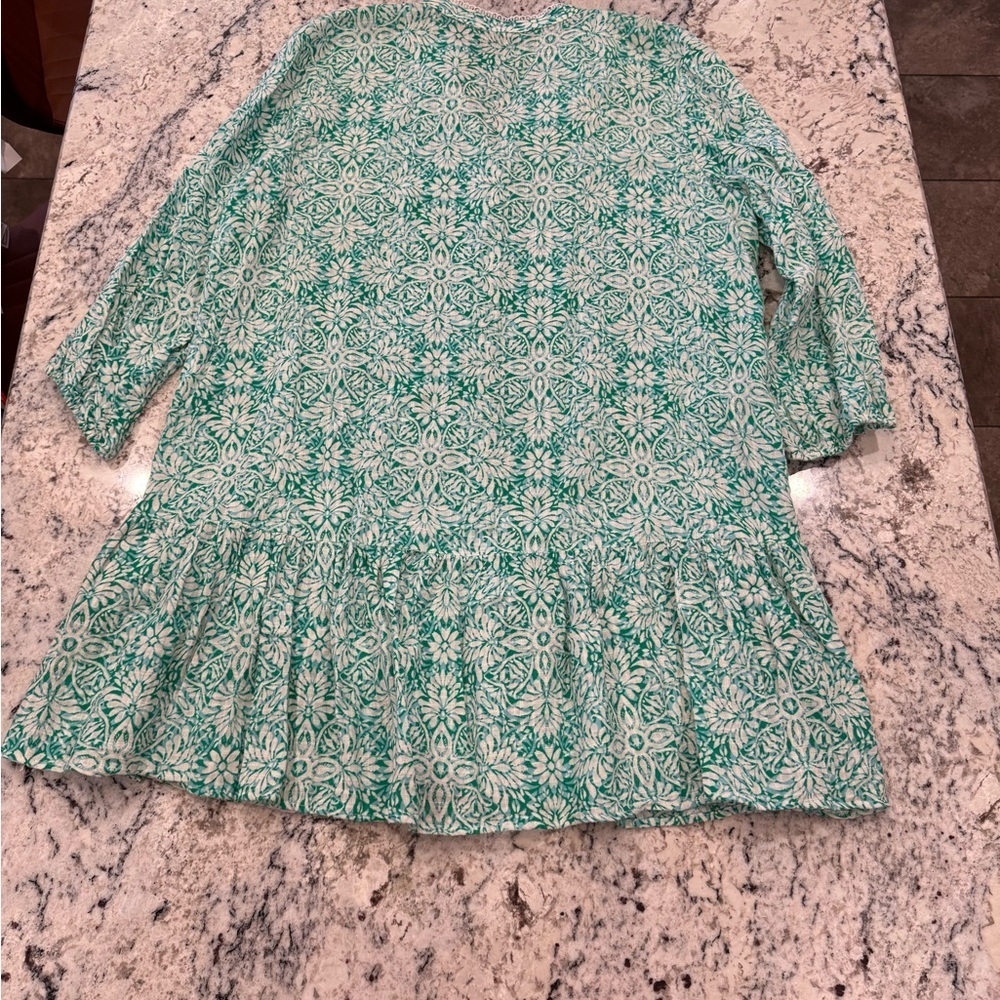 Zara Green Ivory Floral Tunic Dress XL - Picture 11 of 11